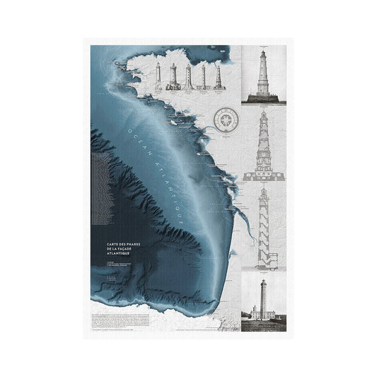 Carte des phares de la façade Atlantique