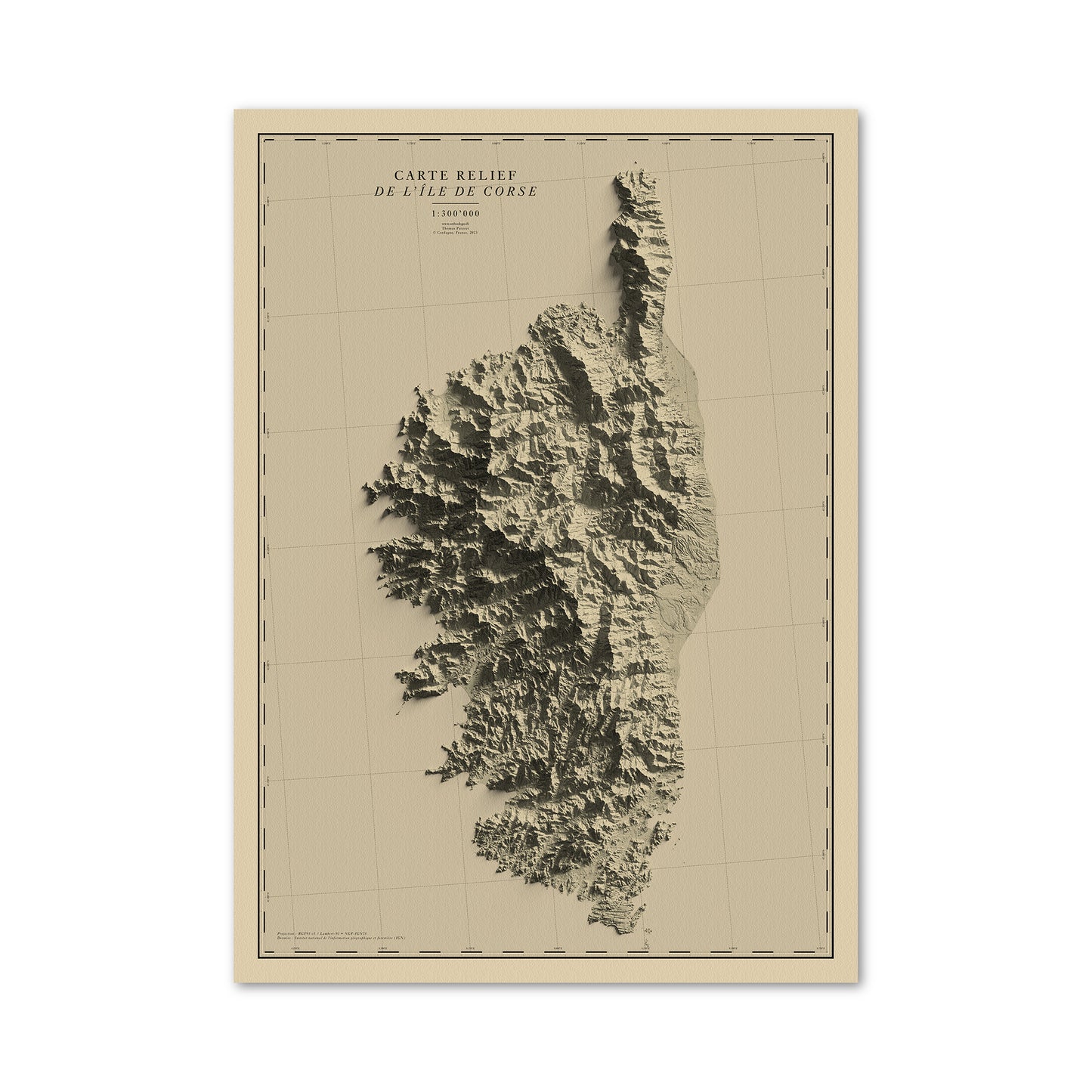 Carte relief de l’île de Corse