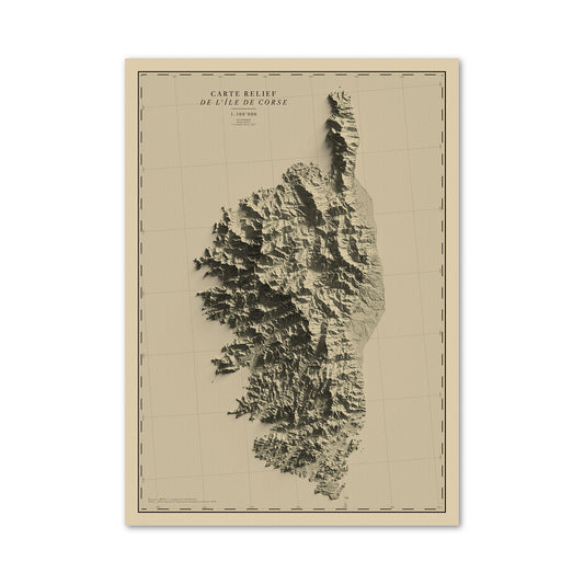 Carte relief de l’île de Corse